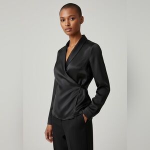 Lane JT black long sleeve dressy blouse large